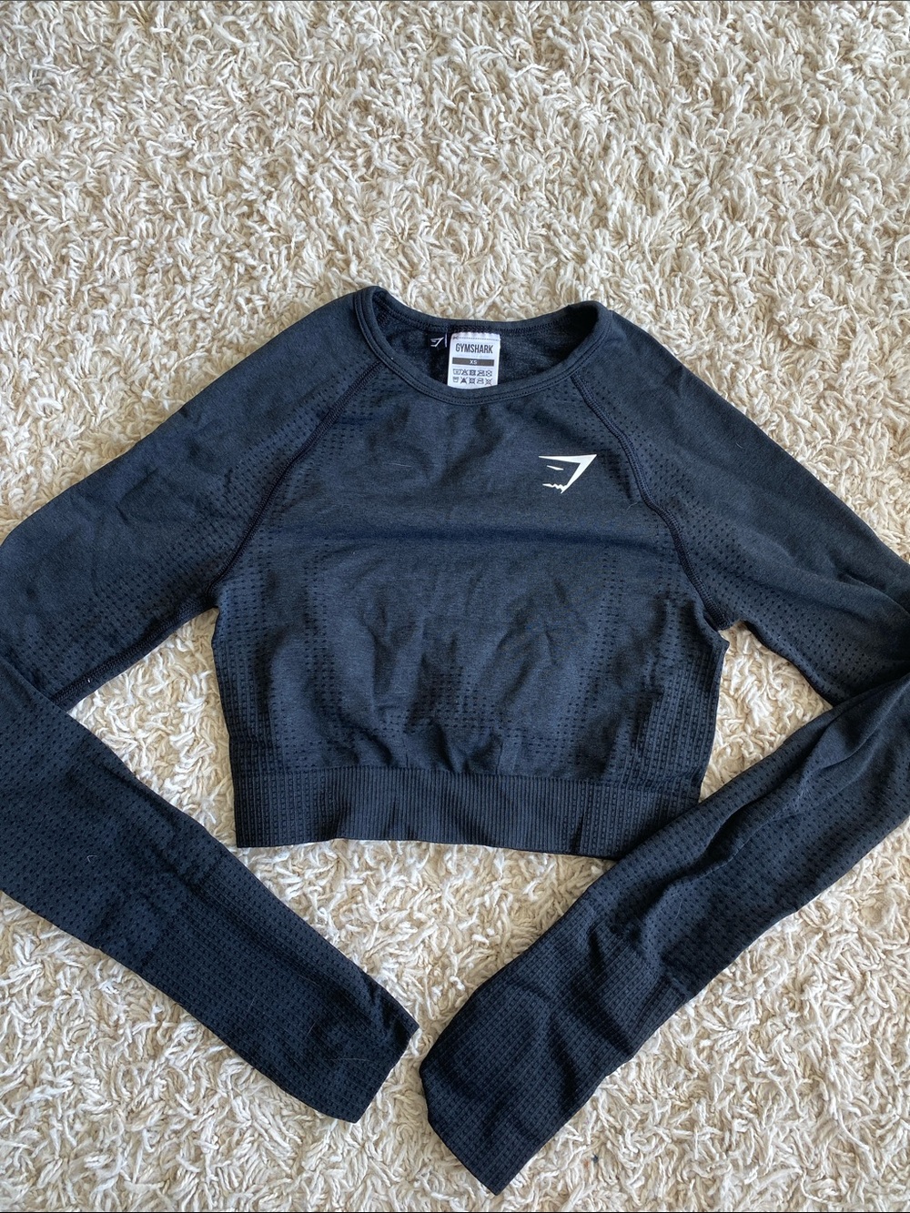 GYMSHARK Black Long-Sleeve Seamless Crop